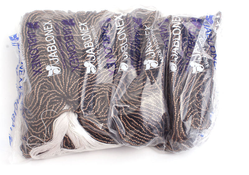 Czech Seed Beads 10/0 Color Lined Black/Grey Shades