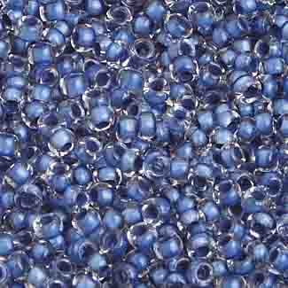 Czech Seed Beads 10/0 Color Lined Blue Shades
