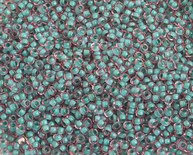 Czech Seed Beads 10/0 Color Lined Green Shades