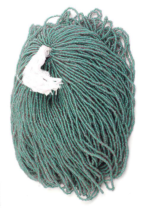 Czech Seed Beads 10/0 Color Lined Green Shades