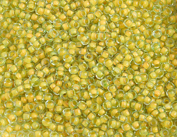 Czech Seed Beads 10/0 Color Lined Green Shades