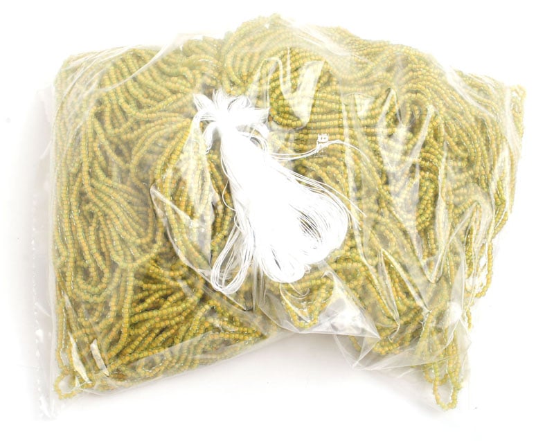 Czech Seed Beads 10/0 Color Lined Green Shades