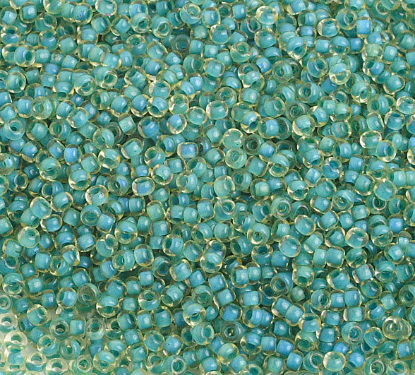 Czech Seed Beads 10/0 Color Lined Green Shades