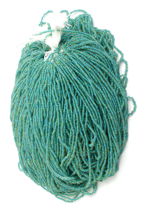 Czech Seed Beads 10/0 Color Lined Green Shades
