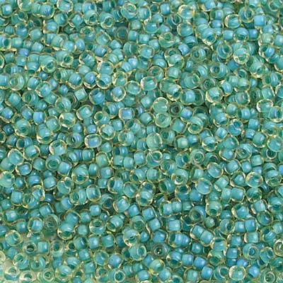 Czech Seed Beads 10/0 Color Lined Green Shades