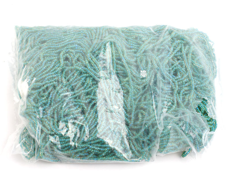 Czech Seed Beads 10/0 Color Lined Green Shades