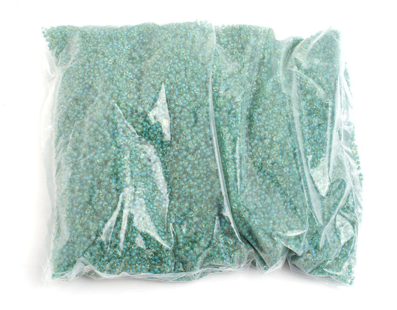 Czech Seed Beads 10/0 Color Lined Green Shades