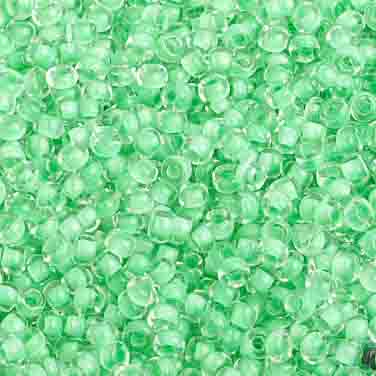Czech Seed Beads 10/0 Color Lined Green Shades