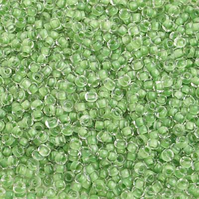 Czech Seed Beads 10/0 Color Lined Green Shades