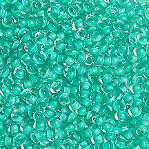 Czech Seed Beads 10/0 Color Lined Green Shades