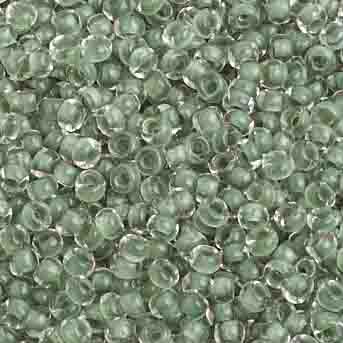 Czech Seed Beads 10/0 Color Lined Green Shades