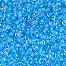 Czech Seed Beads 10/0 Color Lined Blue Shades