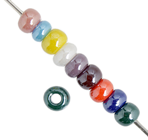 Czech Seed Bead / Pony Beads 6/0 Opaque Black/Multi Shades