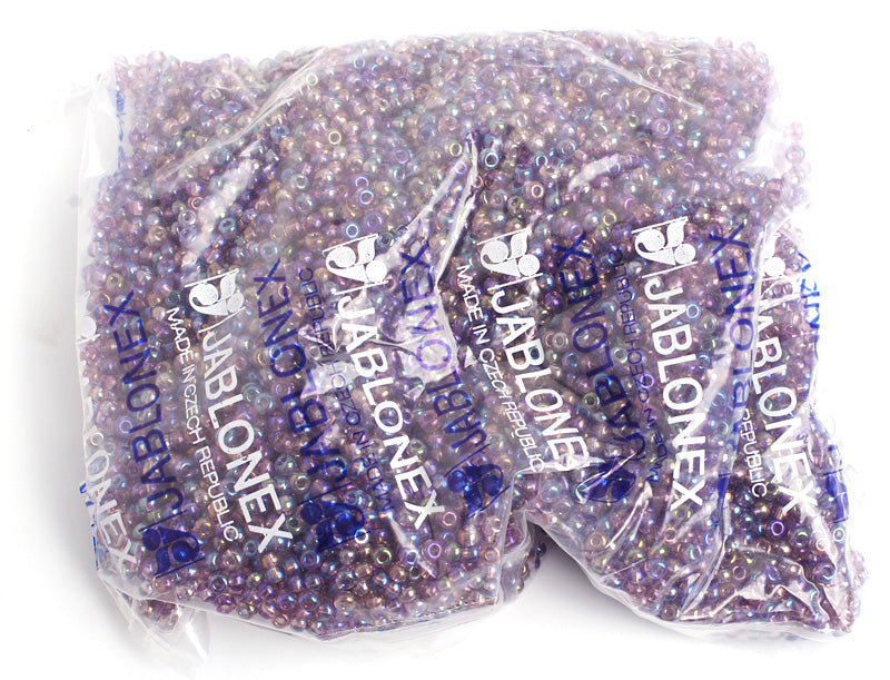 Czech Seed Bead / Pony Beads 6/0 Transparent Purple Shades