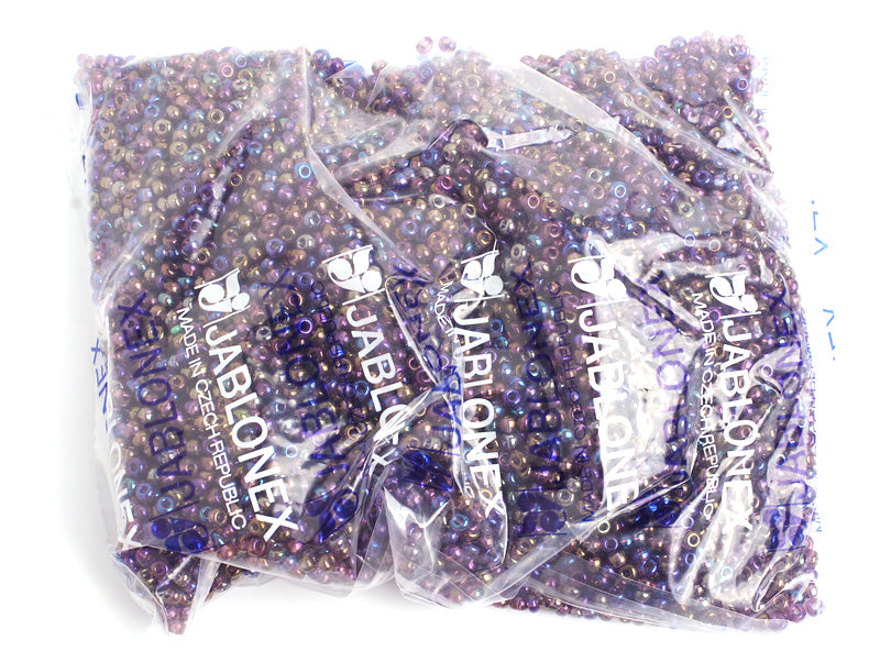 Czech Seed Bead / Pony Beads 6/0 Transparent Purple Shades