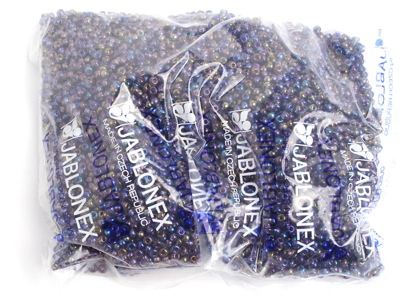 Czech Seed Bead / Pony Beads 6/0 Transparent Crystal/Grey Shades