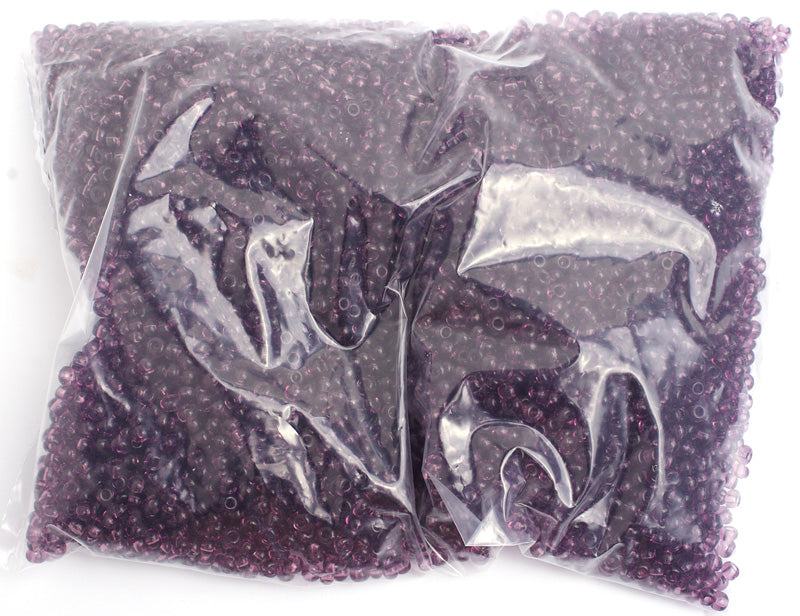 Czech Seed Bead / Pony Beads 6/0 Transparent Purple Shades