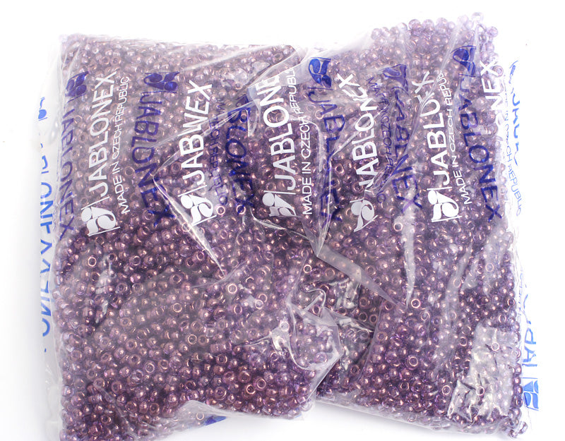 Czech Seed Bead / Pony Beads 6/0 Transparent Purple Shades