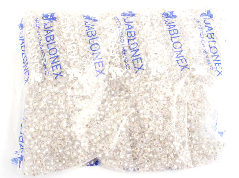 Czech Seed Bead / Pony Beads 6/0 Silver Lined Crystal/Grey Shades