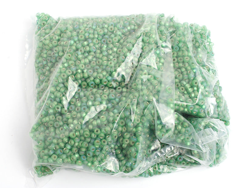 Czech Seed Bead / Pony Beads 6/0 Silver Lined Green Shades