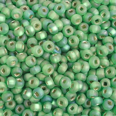 Czech Seed Bead / Pony Beads 6/0 Silver Lined Green Shades
