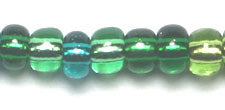 Czech Seed Bead / Pony Beads 6/0 Silver Lined Green Shades