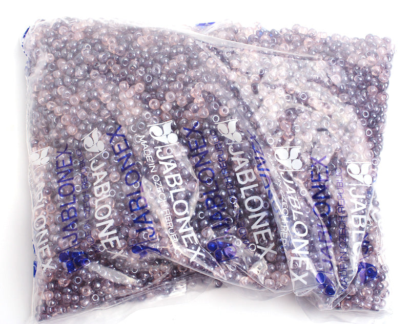 Czech Seed Bead / Pony Beads 6/0 Transparent Purple Shades