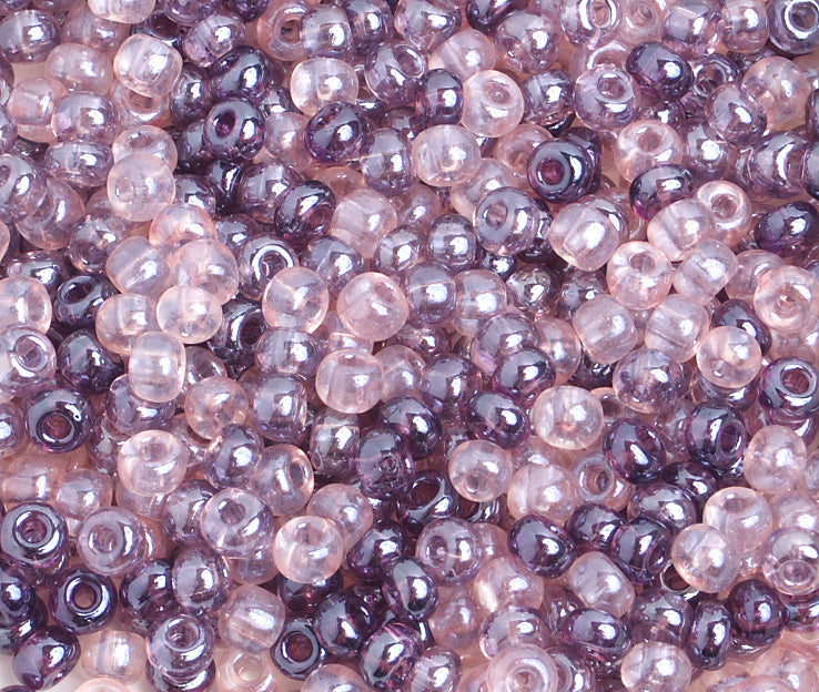 Czech Seed Bead / Pony Beads 6/0 Transparent Purple Shades