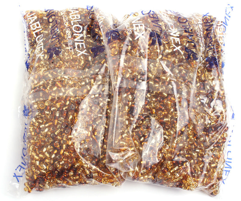 Czech Seed Bead / Pony Beads 6/0 Silver Lined Brown Shades