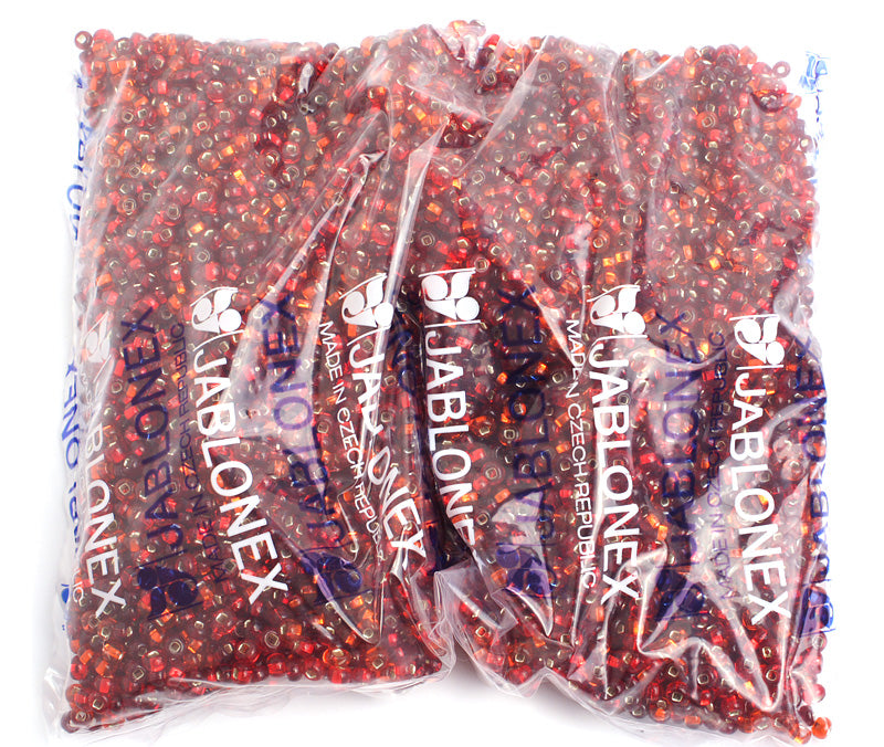 Czech Seed Bead / Pony Beads 6/0 Silver Lined Red Shades