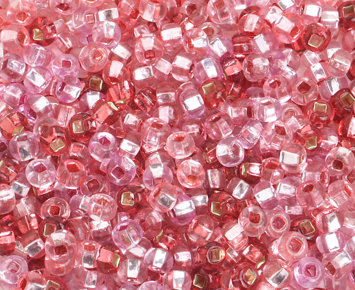Czech Seed Bead / Pony Beads 6/0 Silver Lined Pink Shades