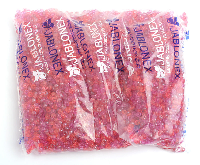 Czech Seed Bead / Pony Beads 6/0 Transparent Pink Shades