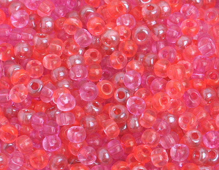 Czech Seed Bead / Pony Beads 6/0 Transparent Pink Shades