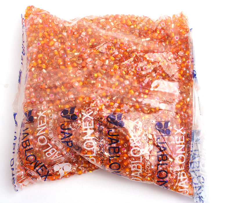 Czech Seed Bead / Pony Beads 6/0 Silver Lined Yellow/Orange Shades