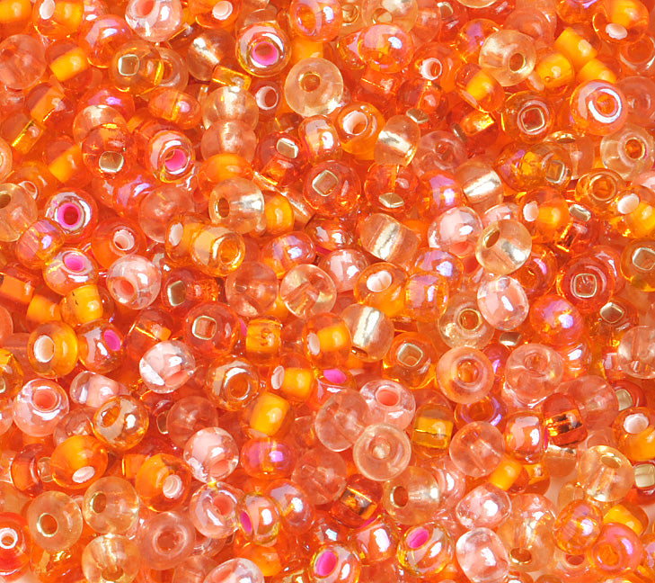 Czech Seed Bead / Pony Beads 6/0 Silver Lined Yellow/Orange Shades