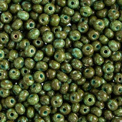 Czech Seed Bead / Pony Beads 6/0 Opaque Green Shades