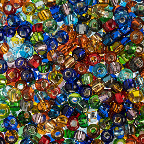 Czech Seed Bead / Pony Beads 6/0 Silver Lined Crystal/Grey Shades