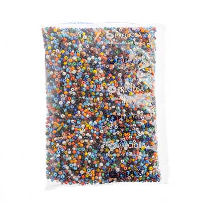 Czech Seed Bead / Pony Beads 6/0 Opaque Black/Multi Shades