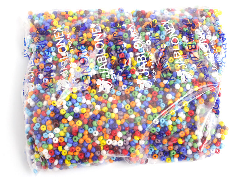 Czech Seed Bead / Pony Beads 6/0 Opaque Black/Multi Shades