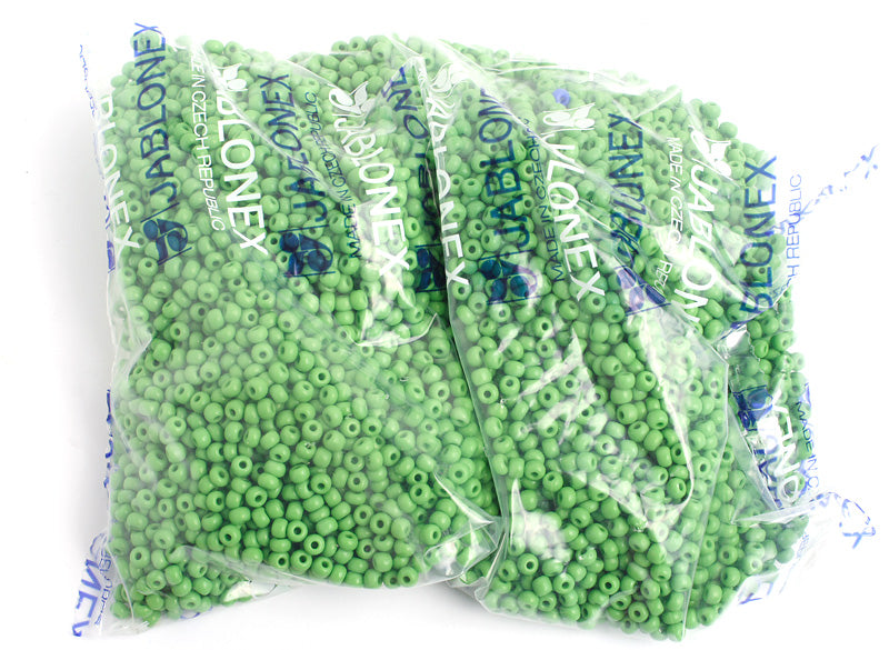 Czech Seed Bead / Pony Beads 6/0 Opaque Green Shades