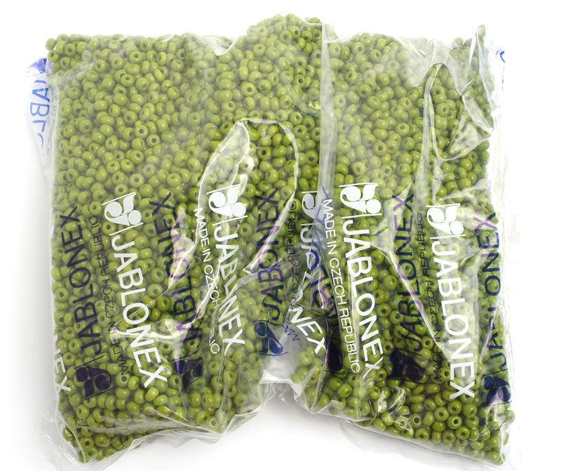 Czech Seed Bead / Pony Beads 6/0 Opaque Green Shades