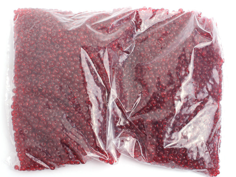 Czech Seed Bead / Pony Beads 6/0 Transparent Red Shades