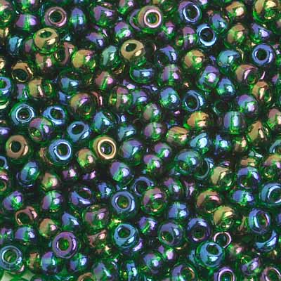 Czech Seed Bead / Pony Beads 6/0 Transparent Green Shades