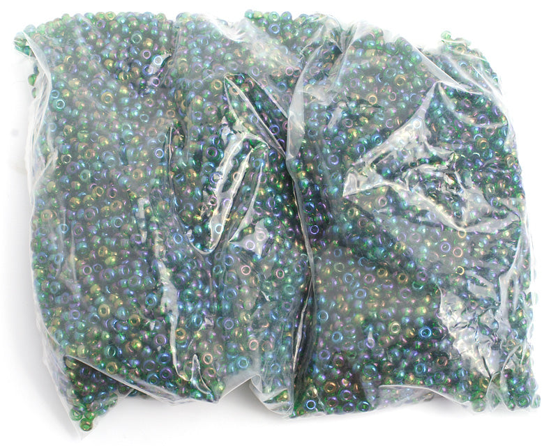Czech Seed Bead / Pony Beads 6/0 Transparent Green Shades