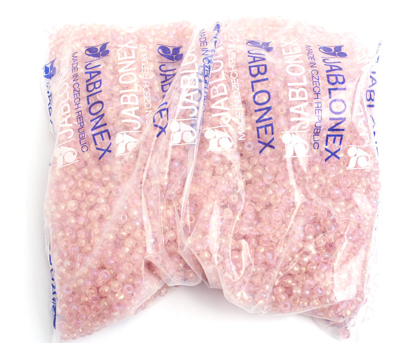 Czech Seed Bead / Pony Beads 6/0 Transparent Pink Shades