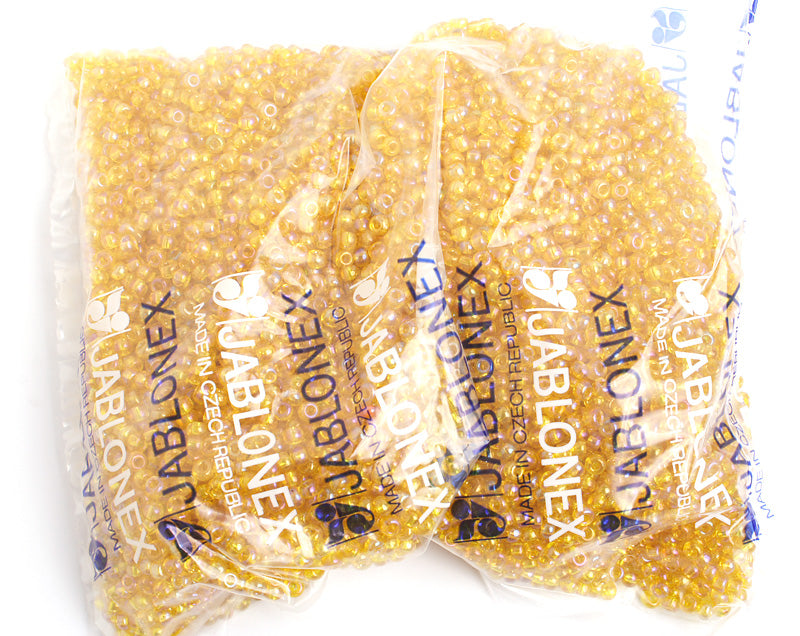 Czech Seed Bead / Pony Beads 6/0 Transparent Yellow/Orange Shades