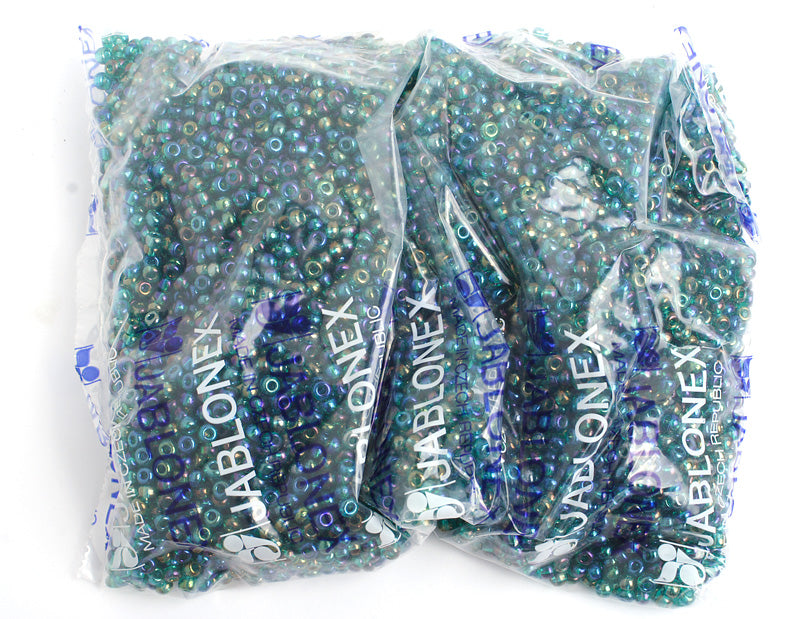 Czech Seed Bead / Pony Beads 6/0 Transparent Green Shades