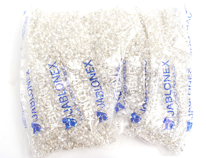 Czech Seed Bead / Pony Beads 6/0 Silver Lined Crystal/Grey Shades