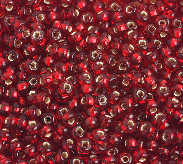 Czech Seed Bead / Pony Beads 6/0 Silver Lined Red Shades