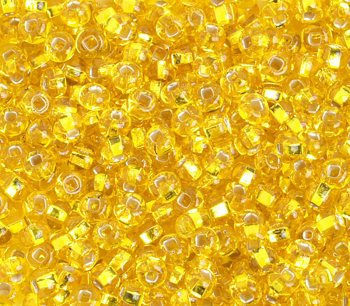 Czech Seed Bead / Pony Beads 6/0 Silver Lined Yellow/Orange Shades